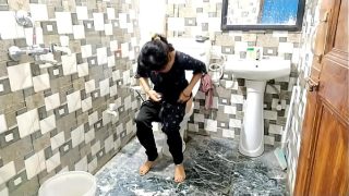 horny Step brother and step sister fucking in the toilet